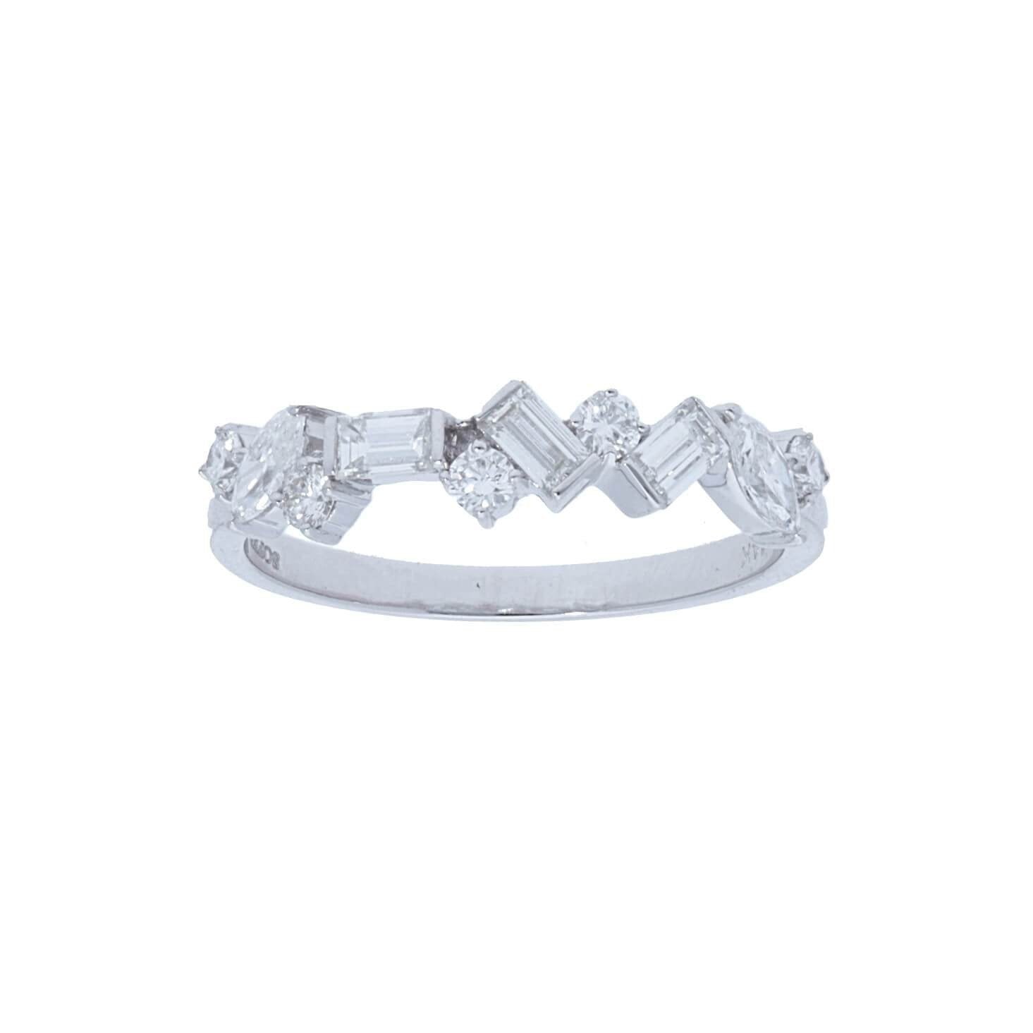 Alternating Baguette & Round Diamond Halfway Band