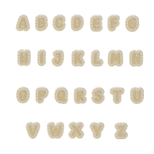 Extra Small Bubble Name with Pave Outline Necklace