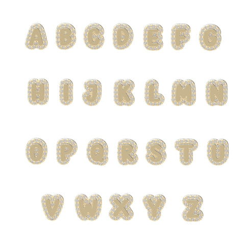 Extra Small Bubble Name with Pave Outline Necklace