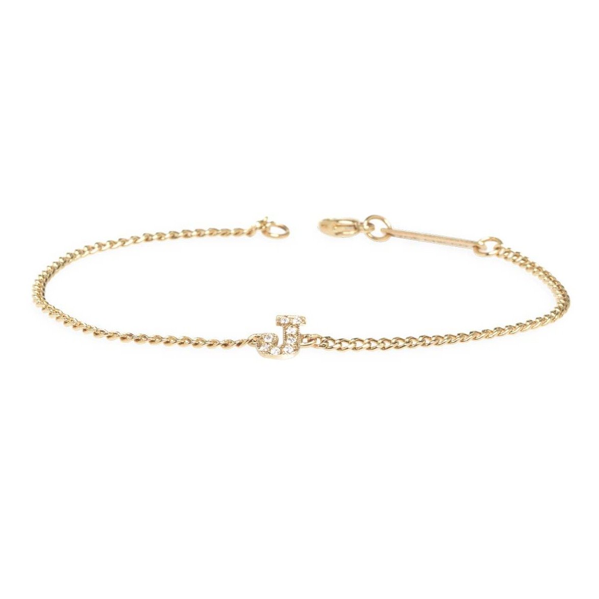 Curb Chain Bracelet with Single Pave Initial
