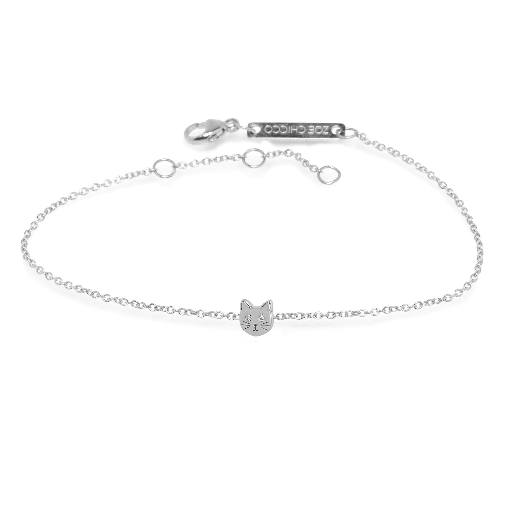 Itty Bitty Cat with Diamond Eyes Bracelet