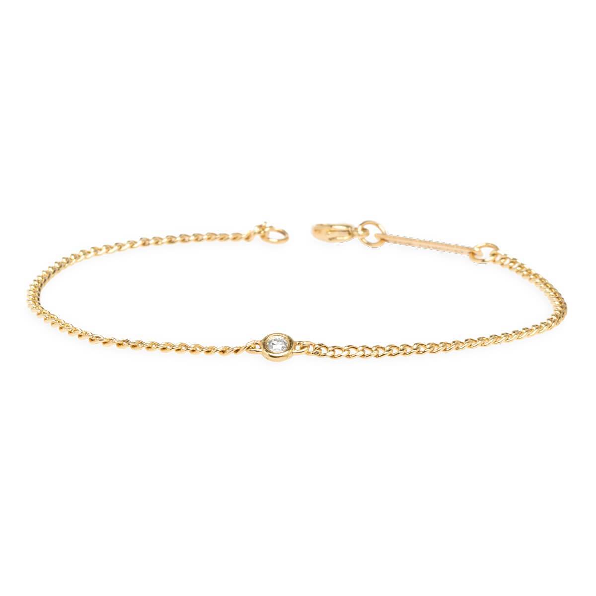 Extra Small Curb Chain Bracelet with Single Floating Diamond
