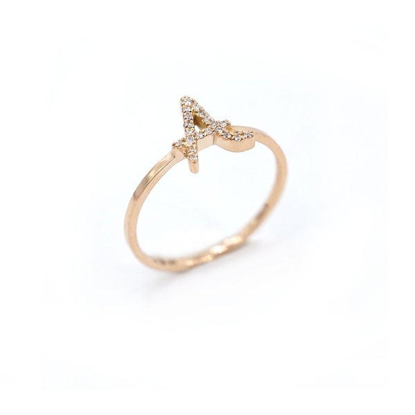 Roman Initial Pave Ring