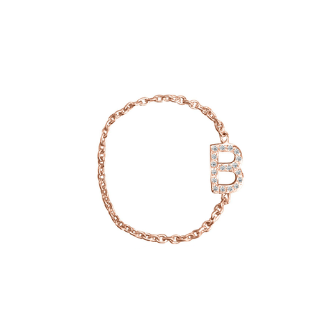 Pave Mini Letter Chain Ring