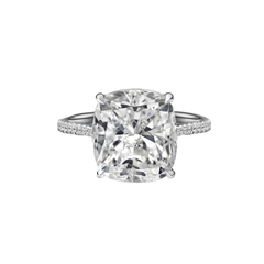 Link to the 6.89 Carat Cushion Cut Engagement Ring with Diamond Pavé Product