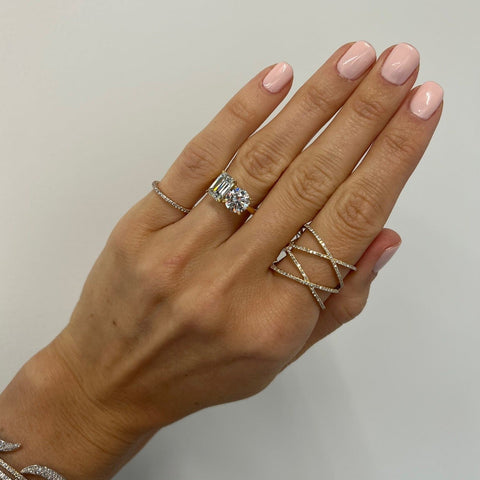 3.01cttw Round Cut and Emerald Cut Two-Stone Engagement Ring