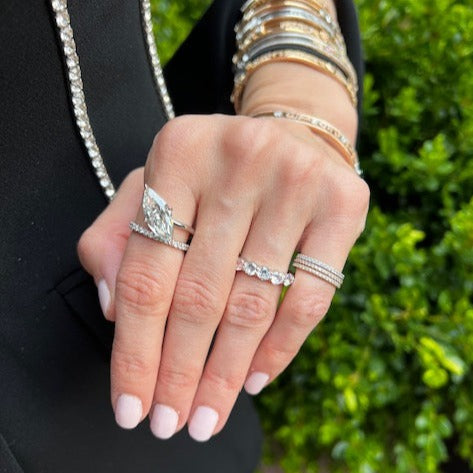 SOLD: 3.08ct Marquise Pave Band and a Half Engagement Ring