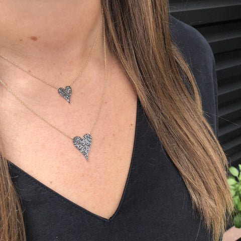 Black Diamond Small Heart Necklace