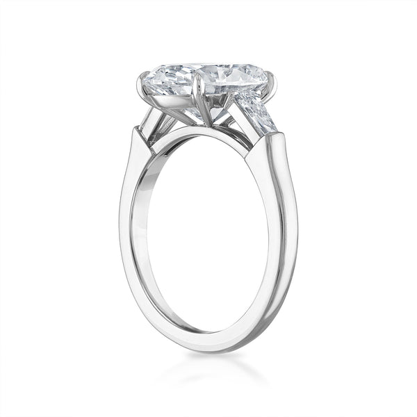 3.71ct Oval Three-Stone with with Tapered Baguette Side Stones Engagement Ring