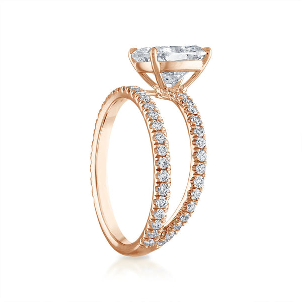 2.01ct Cushion Cut Pave Band and a Half Engagement Ring