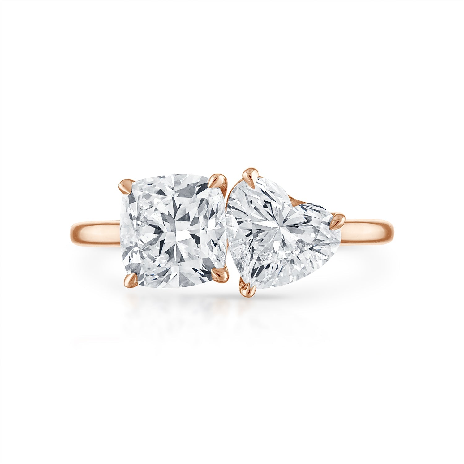 2.54cttw Heart Shaped and Cushion Cut Two-Stone Engagement Ring