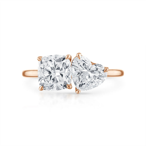 2.54cttw Heart Shaped and Cushion Cut Two-Stone Engagement Ring