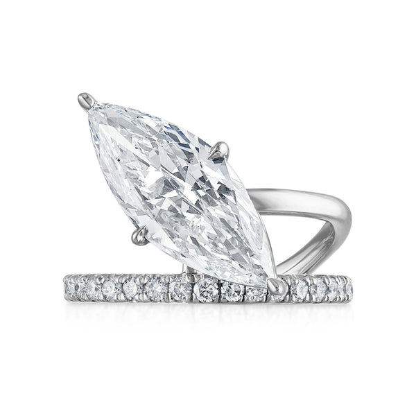 SOLD: 3.08ct Marquise Pave Band and a Half Engagement Ring