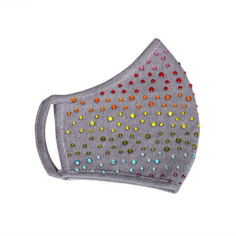 Rainbow Crystal Embellished Gray Mask