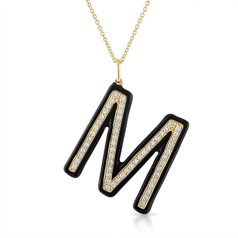 Enamel and Diamond Initial Charm