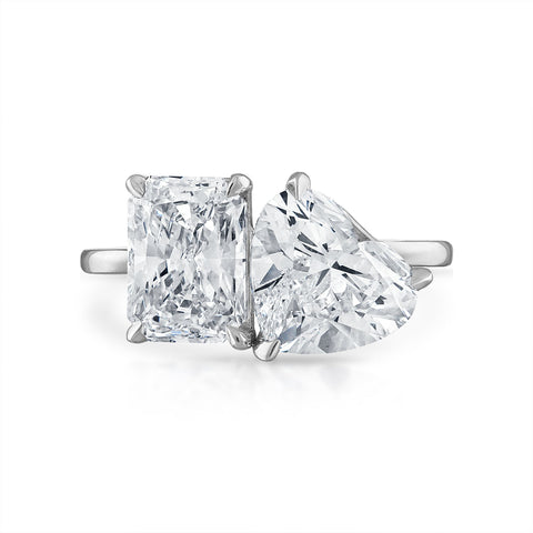 4.58cttw Heart Shaped and Radiant Cut Two-Stone Engagement Ring