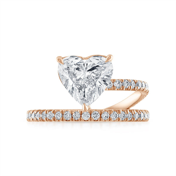 SOLD: 2.02ct Heart Shaped Pave Band and a Half Engagement Ring