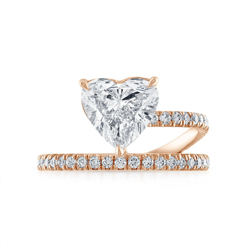 SOLD: 2.02ct Heart Shaped Pave Band and a Half Engagement Ring