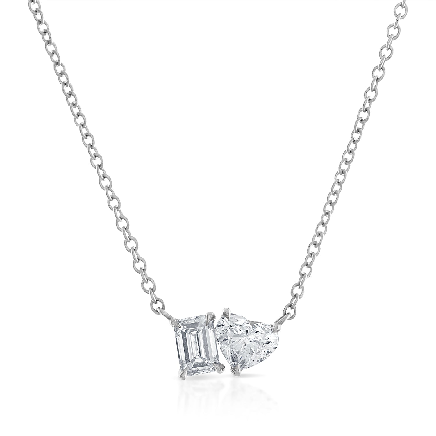 Mini Emerald-Heart Two Stone Necklace