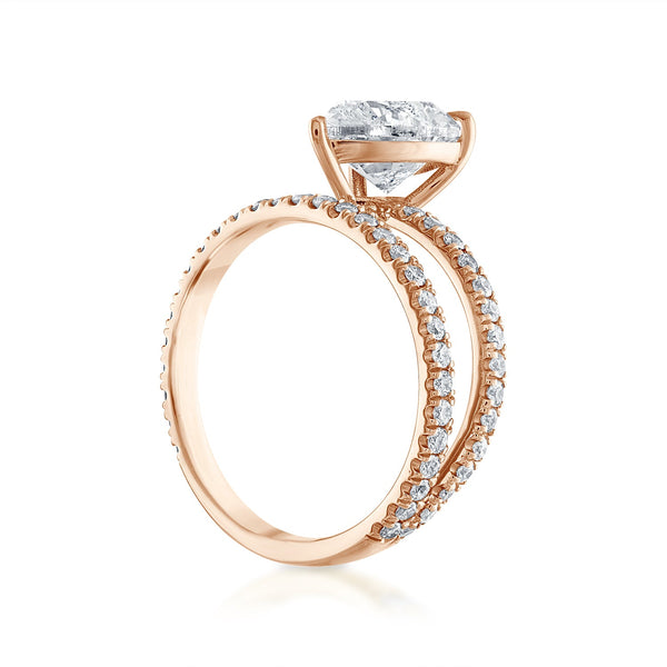 SOLD: 2.02ct Heart Shaped Pave Band and a Half Engagement Ring