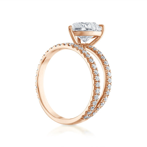 SOLD: 2.02ct Heart Shaped Pave Band and a Half Engagement Ring