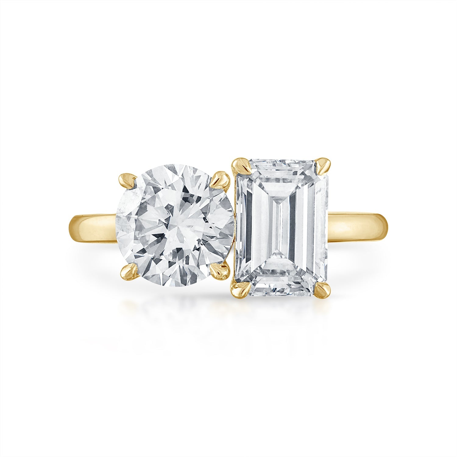 3.01cttw Round Cut and Emerald Cut Two-Stone Engagement Ring