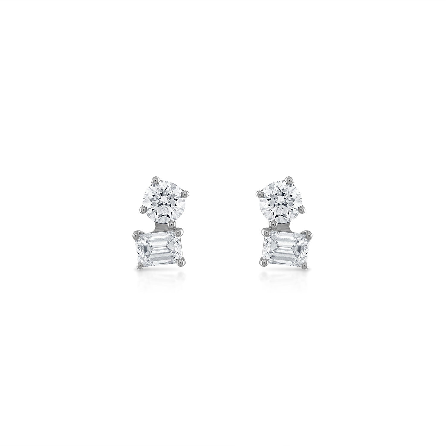 Mini Round-Emerald Two Stone Earring