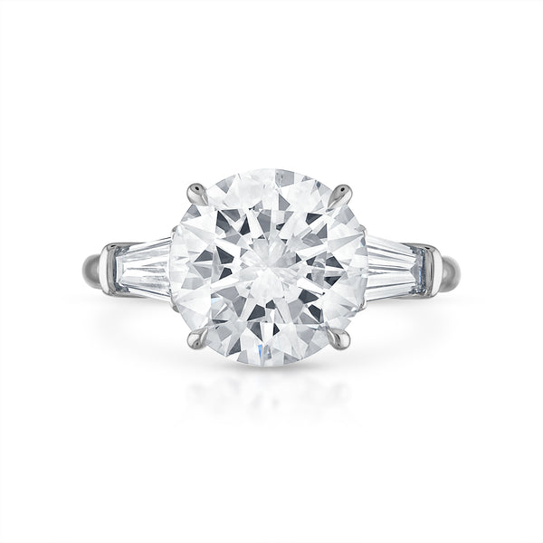 2.23ct Round Brilliant Cut with Tapered Baguette Side Stones Engagement Ring