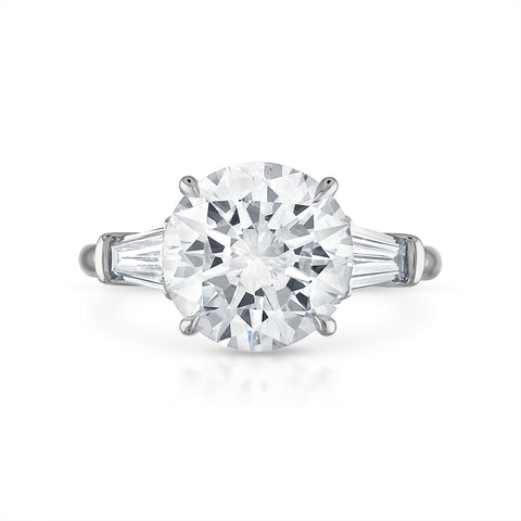 2.23ct Round Brilliant Cut with Tapered Baguette Side Stones Engagement Ring