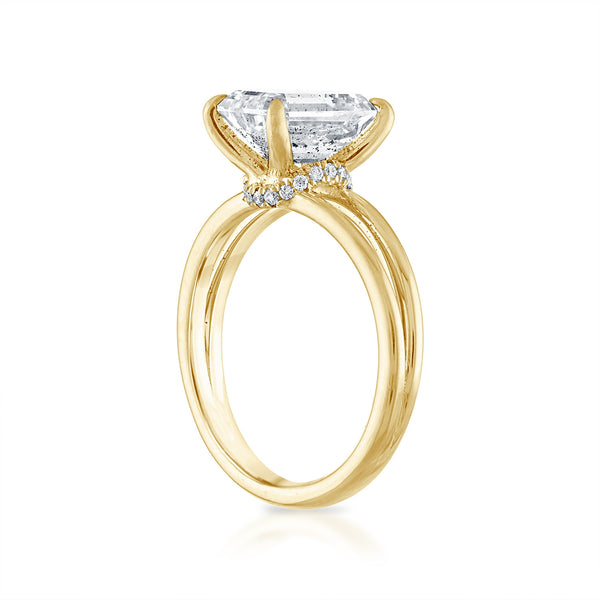 2.50ct Emerald Cut Solid Gold Split Shank Engagement Ring