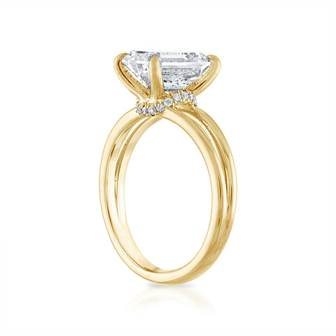 2.50ct Emerald Cut Solid Gold Split Shank Engagement Ring