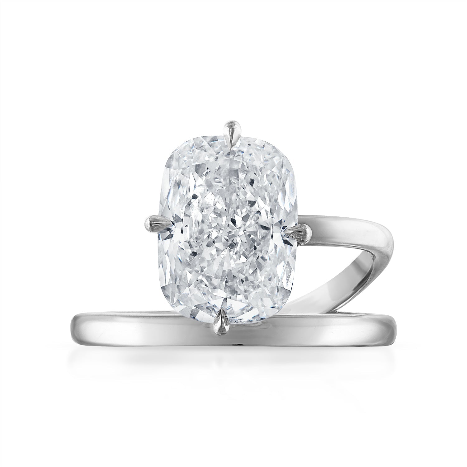 4.07ct Elongated Cushion Cut Band and a Half Engagement Ring