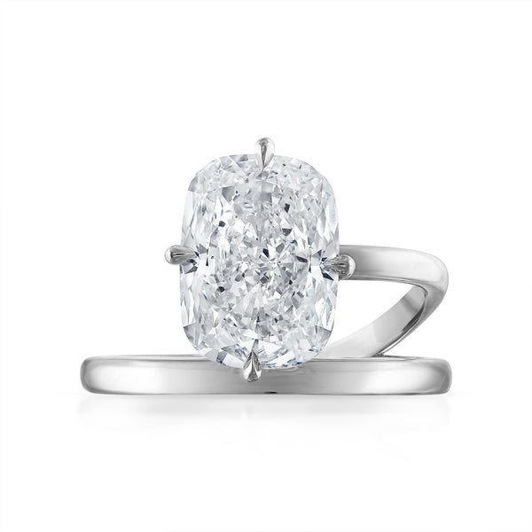 4.07ct Elongated Cushion Cut Band and a Half Engagement Ring
