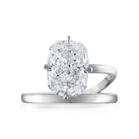 4.07ct Elongated Cushion Cut Band and a Half Engagement Ring