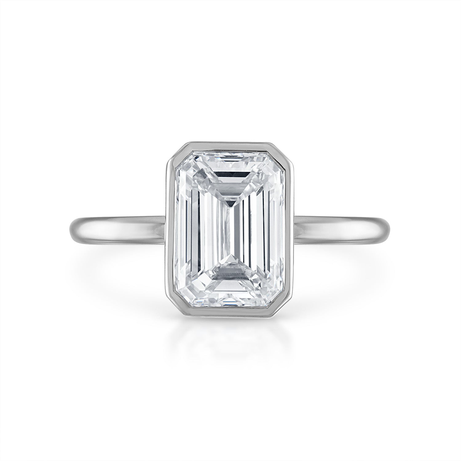 2.70ct Emerald Cut with Solitaire Bezel Setting Engagement Ring