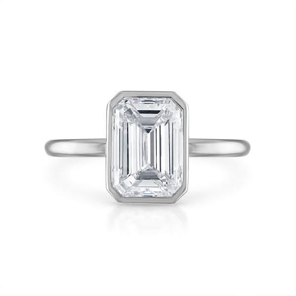 2.70ct Emerald Cut with Solitaire Bezel Setting Engagement Ring