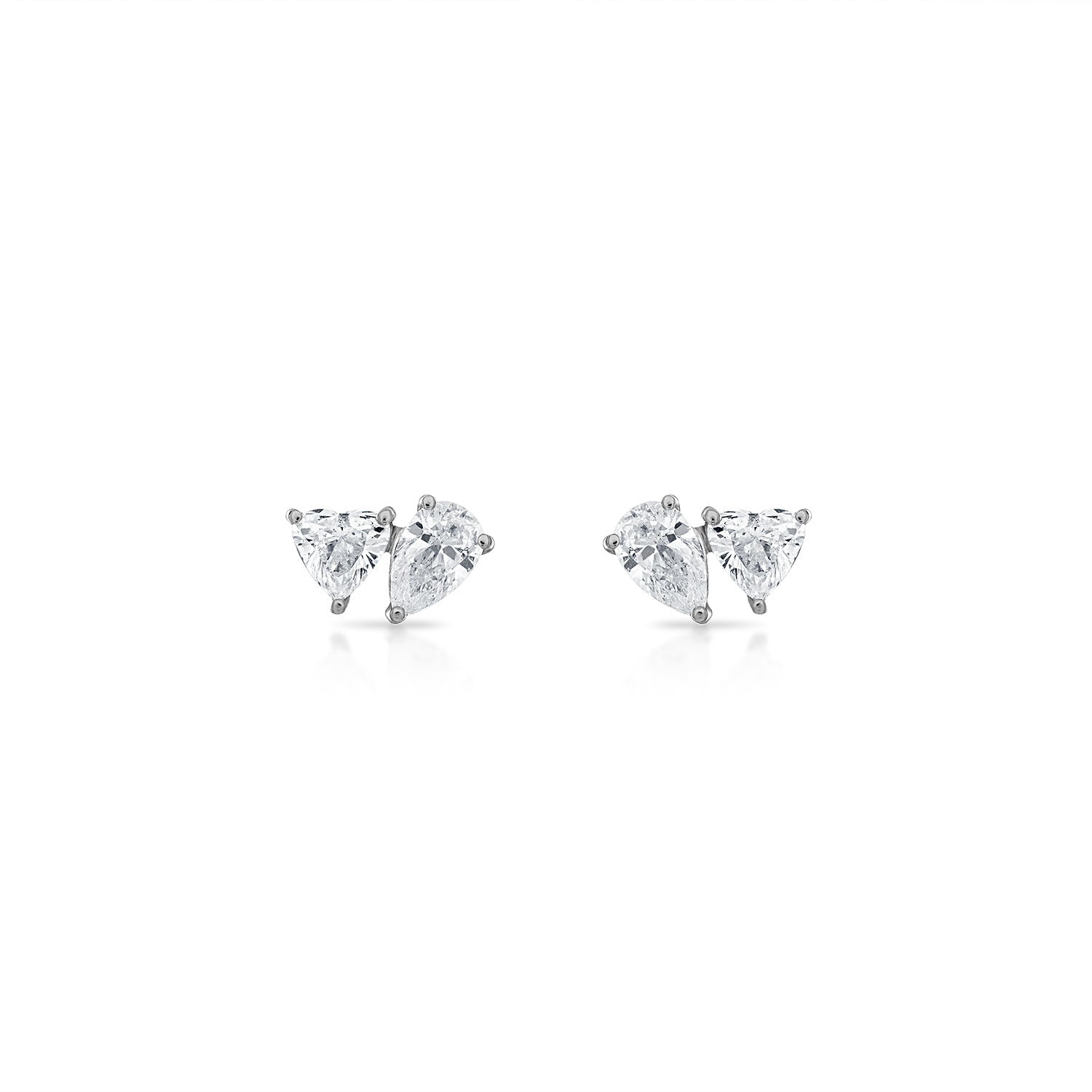 Mini Pear-Heart Two Stone Earring