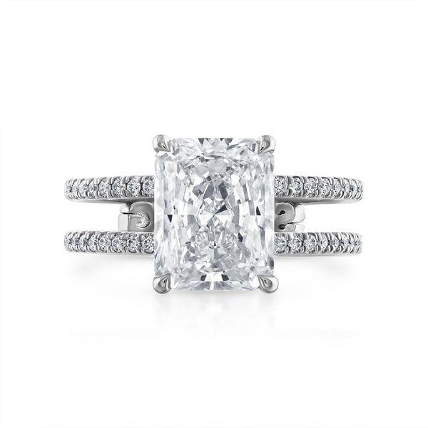 3.02ct Radiant Cut Double Pave Engagement Ring