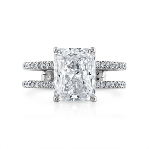 3.02ct Radiant Cut Double Pave Engagement Ring