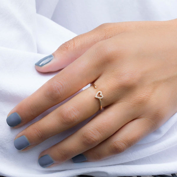 Open Diamond Heart Ring