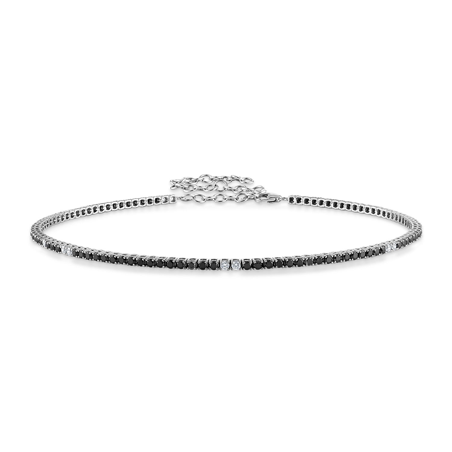 14k white gold black and white diamond tennis choker