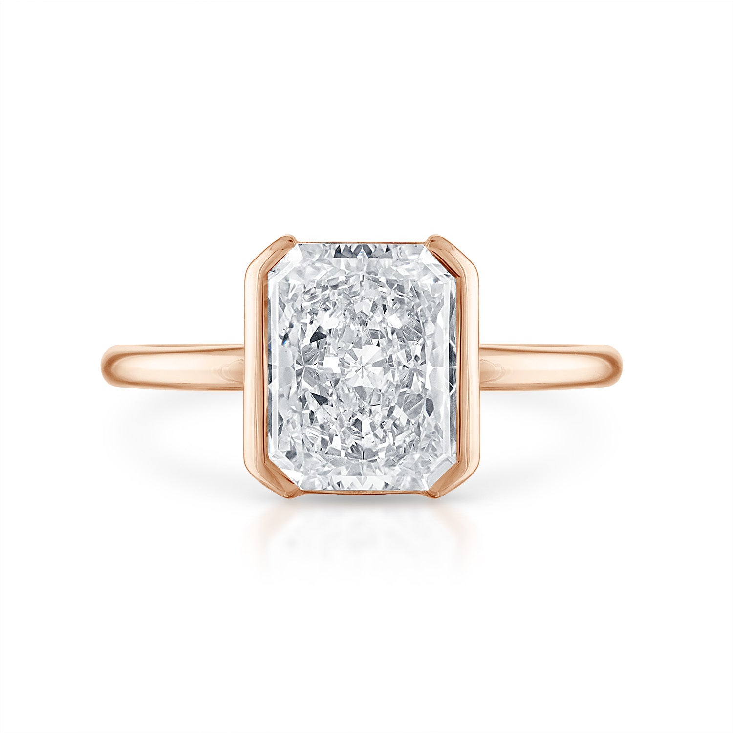3.02ct Radiant Cut Half Bezel Engagement Ring