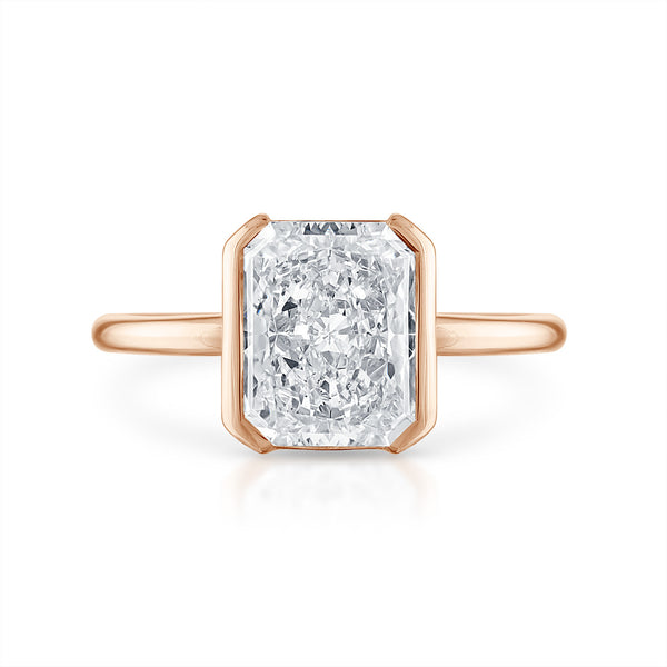 3.02ct Radiant Cut Half Bezel Engagement Ring