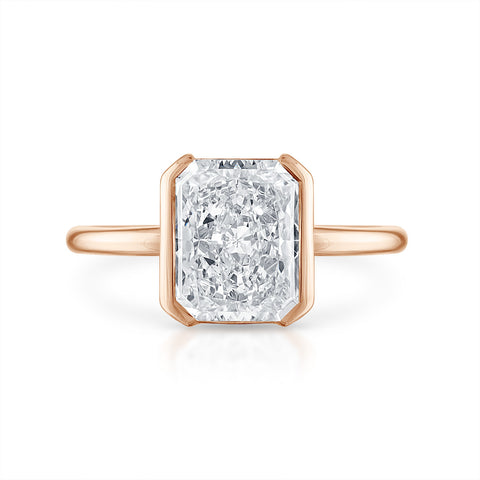 3.02ct Radiant Cut Half Bezel Engagement Ring