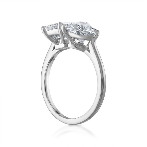 3.06cttw Emerald Cut and Heart Shaped Two-Stone Engagement Ring