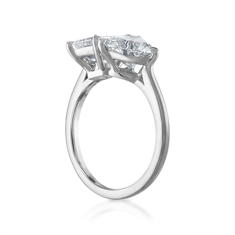 3.06cttw Emerald Cut and Heart Shaped Two-Stone Engagement Ring