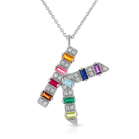 Mini Gemstone Initial Necklace