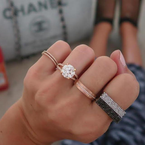 Gold Band with Pave Line