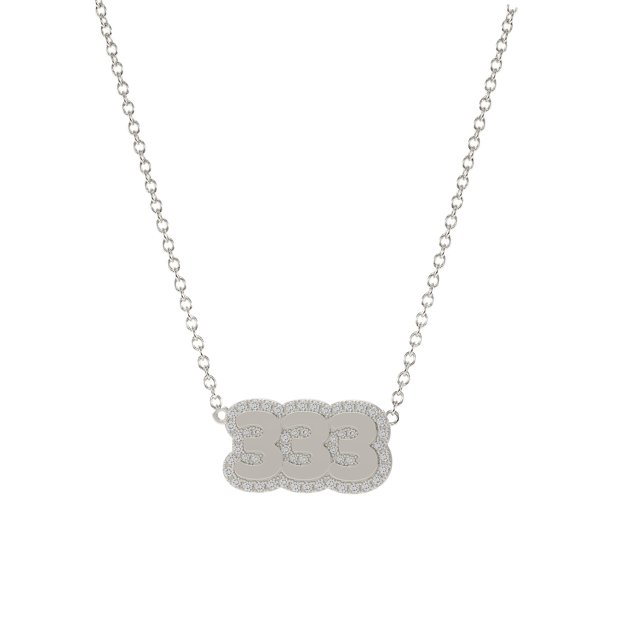 Large Bubble Numbers with Pave Outline Necklace