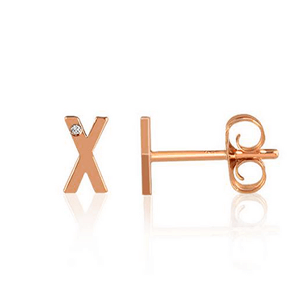 Mini Initial Studs with Single Diamond
